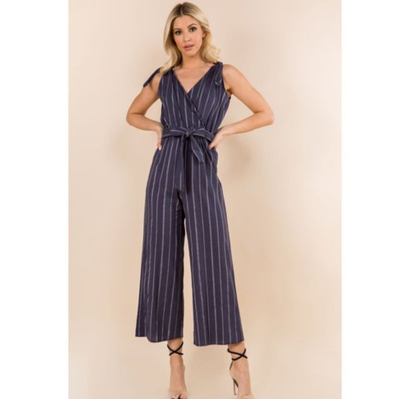 VISION APPAREL Pants - nwt palazzo stripe navy jumpsuit SM-XXL romper "SALE"